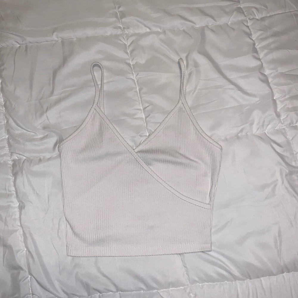white crossbody crop top